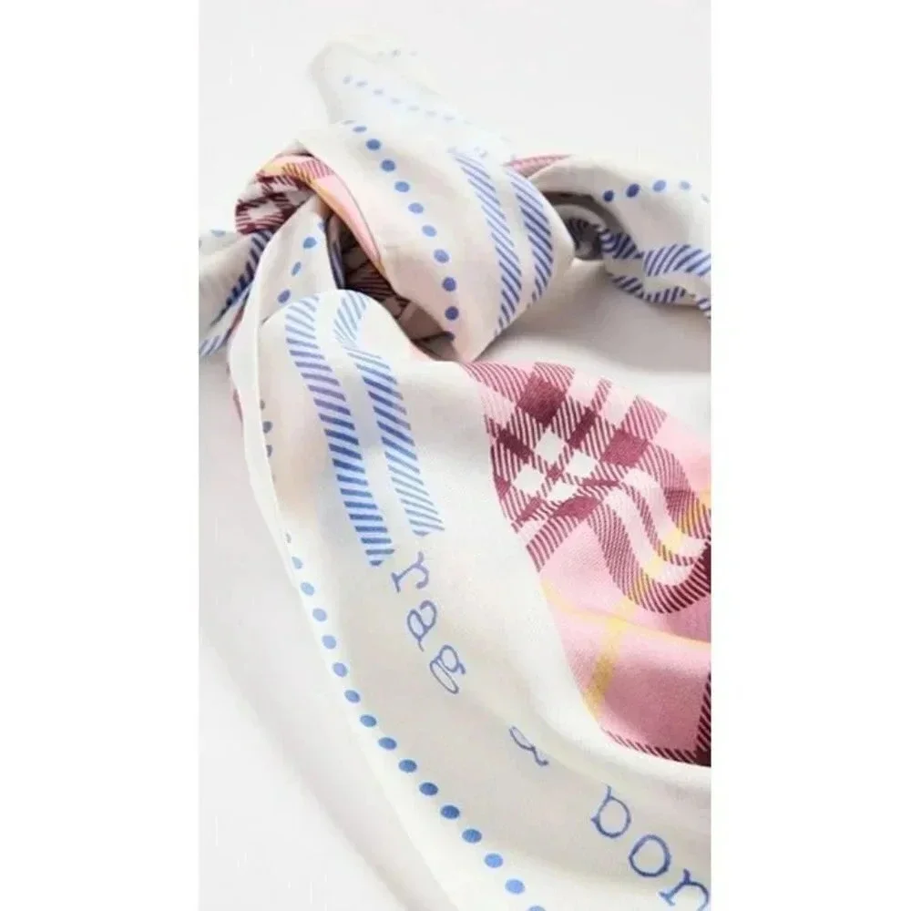 Rag & Bone Women's Pink Plaid 90 Scarf 90x90cm (MSRP $150)